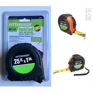 3/$15 NEW PITTSBURGH 25” Tape Measure with ABS Casing 25 ft. x 1 in Black Orange